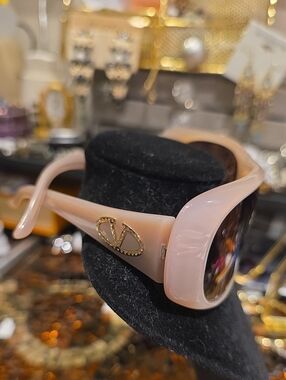 Valentino Blush Pink Logo-Embellished Women's Sunglasses